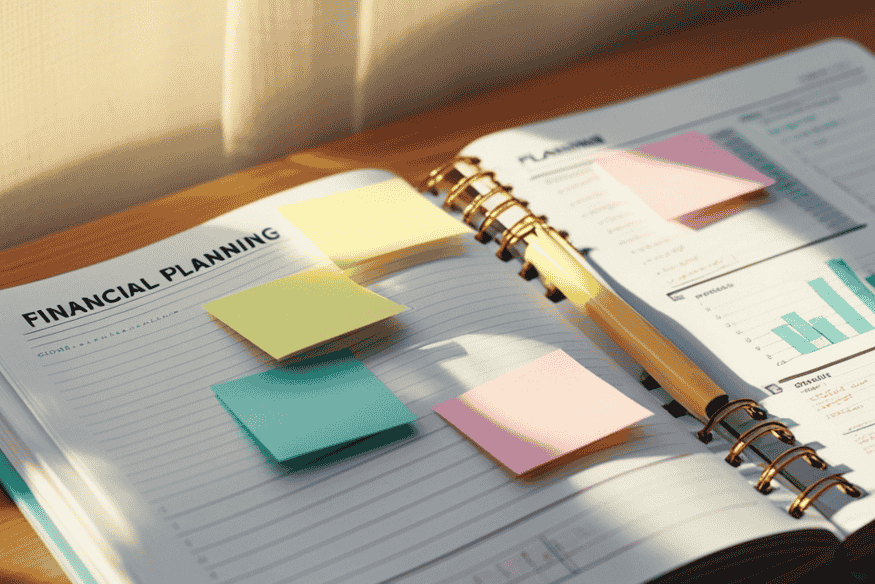 Financial planner used to organize monthly income and expenses.